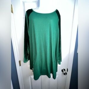 Soft Surroundings Women’s Large Green Rayon Velvet Long Sleeve Shirt Tunic Top L